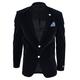 Mens Velvet Blazer Suit Jacket 2 Button Dinner Smart Casual Formal Tailored Fit - Black 42