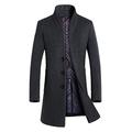 FTCayanz Men's Wool Coats Casual Slim Fit Woolen Trench Coat Long Overcoat Thick Grey L