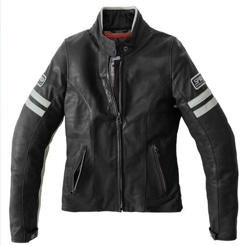 Spidi Vintage Damen Motorrad Lederjacke, schwarz-grau, Größe 48