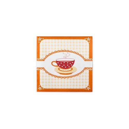 Sovie HORECA Serviette Kathrin in Orange aus Linclass® Airlaid 40 x 40 cm, 50 Stück – Karo Kaffee Tasse
