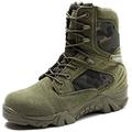 LiliChan Men's Tactical Boots Delta Side Zip Military Work 8 Inch Army Shoes (9 UK, Green)