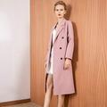 Women's Double-Sided Cashmere Coat, Women's Mid-Length Cashmere Coat, Slim-fit Woolen Coat, Low-Key Retro, Smart and Handsome (Color : Pink, Size : S)