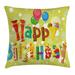 East Urban Home Happy Birthday Indoor/Outdoor 26" Throw Pillow Cover Polyester | 26 H x 26 W x 0.1 D in | Wayfair 56455DB89CF244BF96343E93549456FB