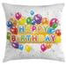 East Urban Home Happy Birhtday Indoor/Outdoor 36" Throw Pillow Cover Polyester | 36 H x 36 W x 0.1 D in | Wayfair 372404F78D4840908AC9700259784C2B