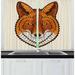 East Urban Home 2 Piece Wild Fox Portrait in Mosaic Inspired Style Furry Animal Smart Eyes Mascot Kitchen Curtain | 39 H x 55 W x 0.1 D in | Wayfair