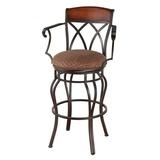 Red Barrel Studio® Hughey Swivel Counter, Bar & Extra Tall Stool Upholstered/Metal in Black/Brown | 39.5 H x 16.5 W x 16.5 D in | Wayfair