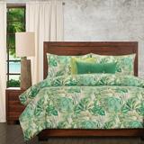 Ernest Hemingway Key West Tropical Duvet Cover & Insert Set Polyester/Polyfill/Microfiber in Green | Queen Duvet + 2 Shams + 2 Throw Pillows | Wayfair