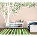 Harriet Bee Birch Tree Forest Blowing Leaves Vinyl Wall Decal Vinyl in Green/White/Brown | 108 H x 150 W in | Wayfair