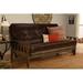 The Twillery Co.® Stratford Full 81" Wide Faux Leather Loose Back Futon & Mattress Faux Leather/Wood/Solid Wood in Brown | Wayfair