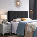 Winston Porter Odessa Full/Queen Metal Panel Headboard Upholstered/Metal/Polyester in Black | 51 H x 62.5 W x 4 D in | Wayfair