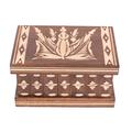 Kalotart Jewelry and Puzzle Box 2 in 1 - Handmade Wooden Case with Hidden Key and Removable Compartments - Beautiful Classical Wooden Carved Jewelry Puzzle Box May I Keep Your Secret (Brown)