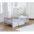 Kinder Valley Complete 7 Piece Kids Grey Toddler Bed Bundle with Kinder Flow Mattress and Safari Friends Reversible Bedding | Junior Bed and Children's Bed