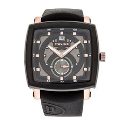 Police Gents Phalanx Black Silicon Strap and Black Dial Watch