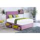 Plain Velvet Divan Bed with Orthopaedic Memory Foam Mattress and 20 INCH Savannah Vertical Two-LINE HEADBOARD!!! (Lilac, 5FT - 4 Drawer)