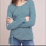 Anthropologie Tops | Anthropology T.La Front Tie Long Sleeve Striped Shirt | Color: Blue | Size: S