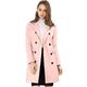 Allegra K Women's Elegant Notched Lapel Double Breasted Long Trench Coat Pink 12