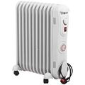 Netagon Modern Curved White Electric Portable Oil Filled Radiator Heater with 3 Heat Settings & Adjustable Thermostat (2.5 Kw 11 Fins with Timer)