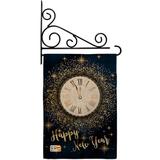 Breeze Decor Countdown New Year Winter Impressions Decorative 2-Sided 19 x 13 in. Flag Set in Black/Brown | 18.5 H x 13 W x 1 D in | Wayfair