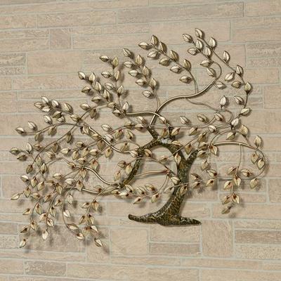 Whispering Tree Metal Wall Sculpture Gold , Gold