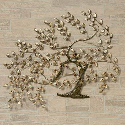 Whispering Tree Metal Wall Sculpture Gold , Gold