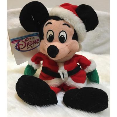 Disney Other | 7” Mini Bean Bag Santa Mickey Plush | Color: Black/Red | Size: Os