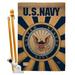 Breeze Decor Navy Americana Military Impressions 2-Sided Polyester 40 x 28 in. Flag Set in Black/Brown | 40 H x 28 W in | Wayfair