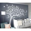 Large Tree Wall Decals Wall Tattoo Large Nursery Tree Decals Wall Mural Removable Vinyl Wall Sticker KW032R (White)