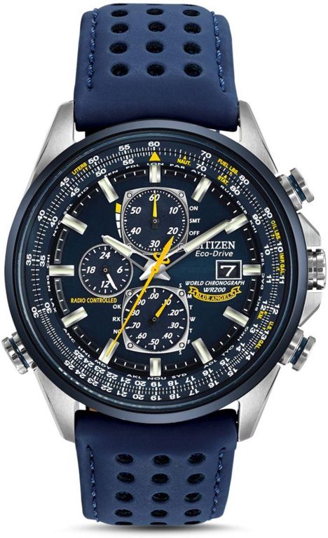 Eco-drive Blue Angels World Chronograph Atomic Timekeeping Watch With Day/date, At8020-03l - Blue - Citizen Watches