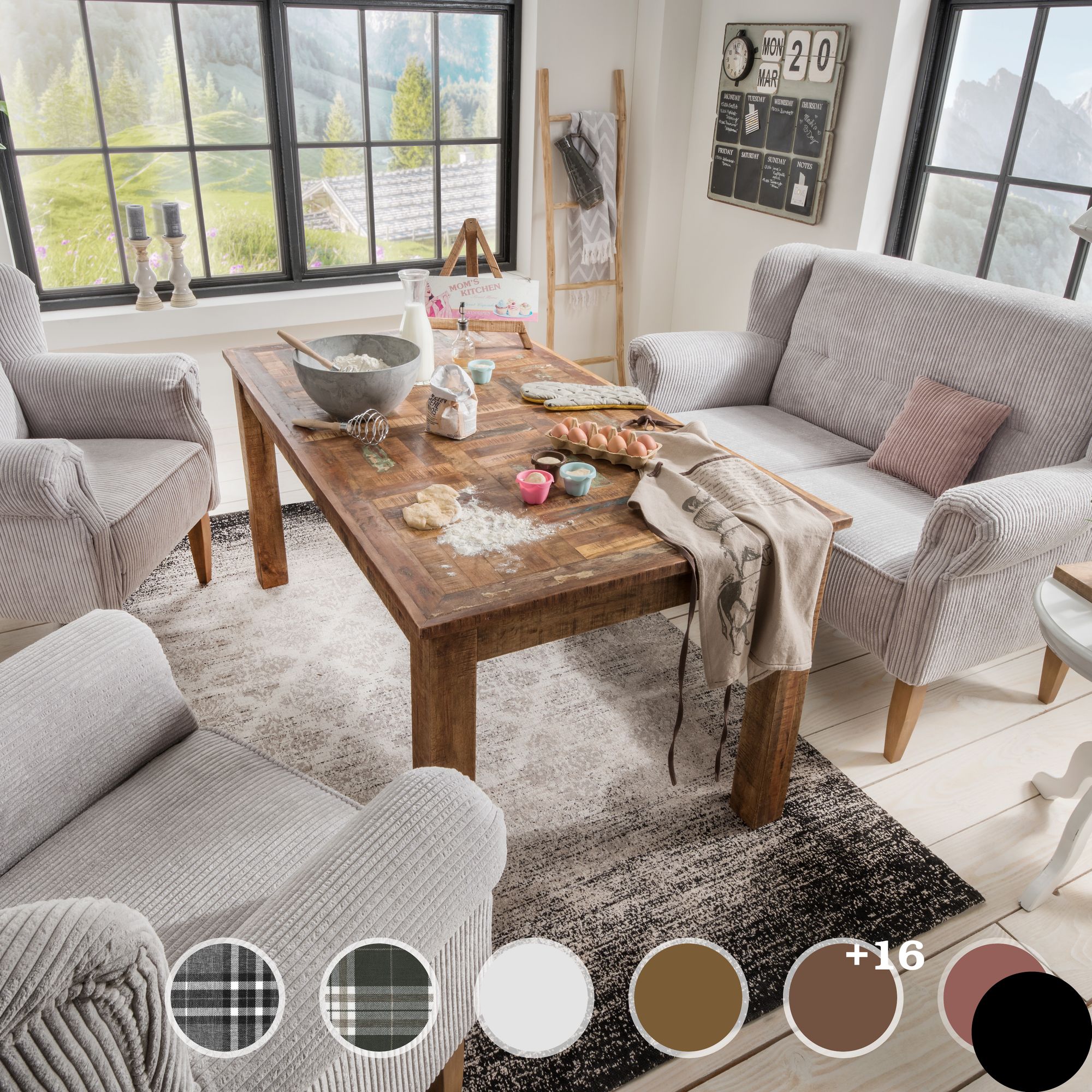 Massivholz »Pavolo« Tischsofa 3-Sitzer / PK B 3602 / Eiche