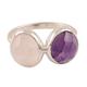 '7-Carat Amethyst and Rose Quartz Cocktail Ring from India'