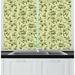 East Urban Home Botanical Retro Engraved Style Olive Branches & Leaves Repetitive Pattern Kitchen Curtain Polyester | 39 H x 55 W x 2.5 D in | Wayfair