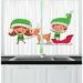 East Urban Home 2 Piece Elf Elves & Reindeer on Sleigh Christmas Characters Kitchen Curtain Set Polyester | 39 H x 55 W x 2.5 D in | Wayfair