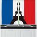 East Urban Home 2 Piece Eiffel Tower Geometric Design Structure & a French Flag Kitchen Curtain Set Polyester | 39 H x 55 W x 2.5 D in | Wayfair