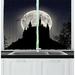 East Urban Home 2 Piece Castle Dark Silhouette of a Big Fortress w/ Flagged Towers at Full Moon Night Kitchen Curtain Set | Wayfair