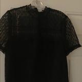 Zara Tops | Black Mock Neck Lace Embroidered Crop Top | Color: Black | Size: Xl