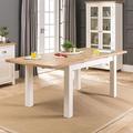 The Furniture Market Cheshire Cream Painted Extending Dining Table with Oak Top – 6 Seater