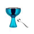 Alessi Big Love AMMI01S AZ - Set Composed of One Ice Cream Bowl and One Ice Cream Spoon, in 18/10 Stainless Steel Mirror Polished and Thermoplastic Resin, Blue