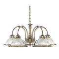 American Diner Antique Brass and Clear Ribbed Glass 5 Light Pendant 5X60 Watt Lambs Bc