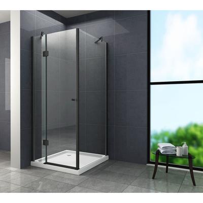 Glasdeals - Duschkabine novum (schwarz) 100 x 100 x 195 cm ohne Duschtasse - Klarglas/Schwarz Image