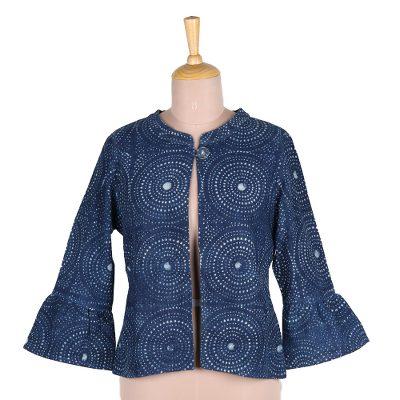 'Circle Motif Block-Printed Cotton Jacket from India'