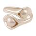 Lily Twins,'Lily Flower Cultured Pearl Wrap Ring from India'