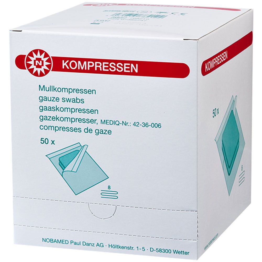 Mullkompressen 7,5x7,5 cm steril 8fach 50x2 St Kompressen Image