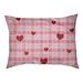 East Urban Home Valentine's Day Plaid Pattern Outdoor Designer Pillow Metal in Pink | 7 H x 50 W x 40 D in | Wayfair
