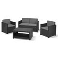 Allibert by Keter Gartenlounge Set Monaco, graphit/grey, 4tlg., inkl. Sitz- und Rückenkissen, Kunststoff, flache Rattanoptik