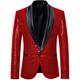 Leader of the Beauty Mens Shawl Lapel Sequin Prom Jacket One Button Casual Coat Slim Fit Suit Blazer Wedding Prom Tuxedo 52 chest/46waist Red