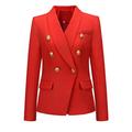 Mitef Women's Classic Casual Shawl Collar Double Breasted Buttons Blazers Jackets Office Formal Work Suits Coat Red,S