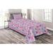 East Urban Home Love Pink Microfiber Modern & Contemporary Coverlet/Bedspread Set Microfiber in Pink/Yellow | Twin Bedspread + 1 Sham | Wayfair