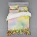 East Urban Home Cosmos Daisy Cornflower Wildflower Dandelion in Floral Meadow Drawing of Nature Duvet Cover Set Microfiber in Green | Wayfair