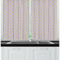East Urban Home Saying Lazy Cat & Panda Sleeping on the Moon w/ Stars Kitchen Curtain Polyester | 39 H x 55 W x 2.5 D in | Wayfair