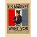 Buyenlarge 'The U.S. Marines Want You' Vintage Advertisement in White | 36 H x 24 W x 1.5 D in | Wayfair 0-587-20500-8C2436